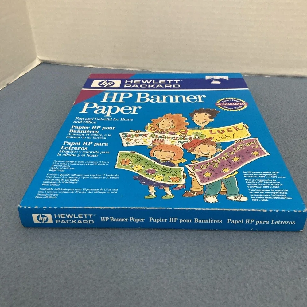 NIB HP Banner Paper for Inkjet‎ Printers - Make Your Own Banners - 100 Sheets
